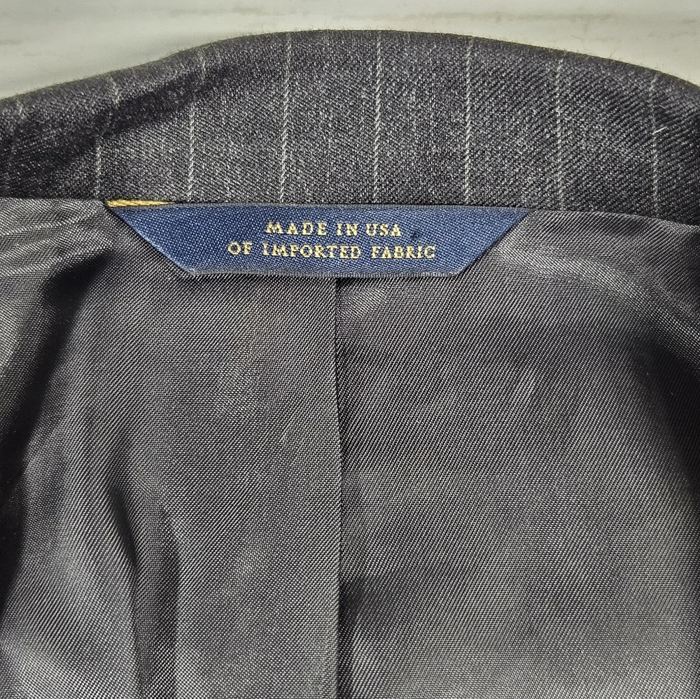 Vintage Brooks Brothers Sport Blazer Gray Pinstripe Wool 44L Waist 39 Classic